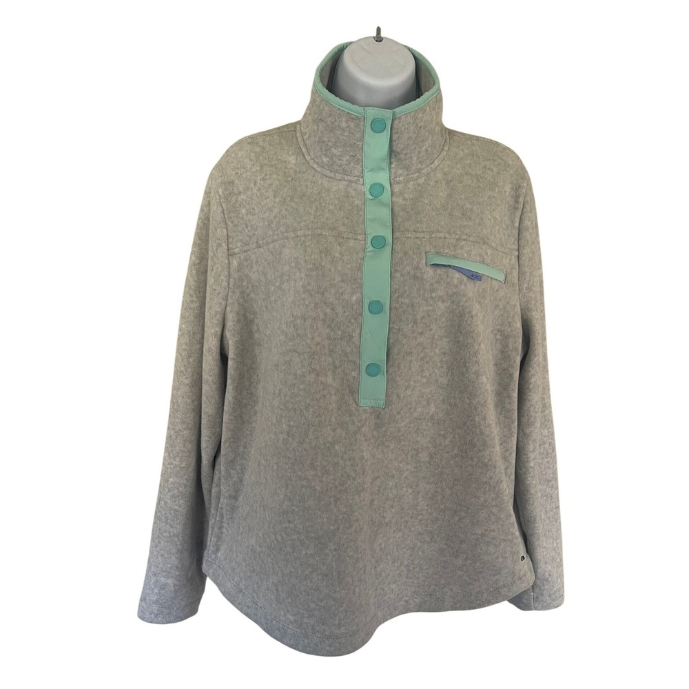 Vineyard Vines Women's Gray Fleece Pullover Snap Neck Top Size‎ L